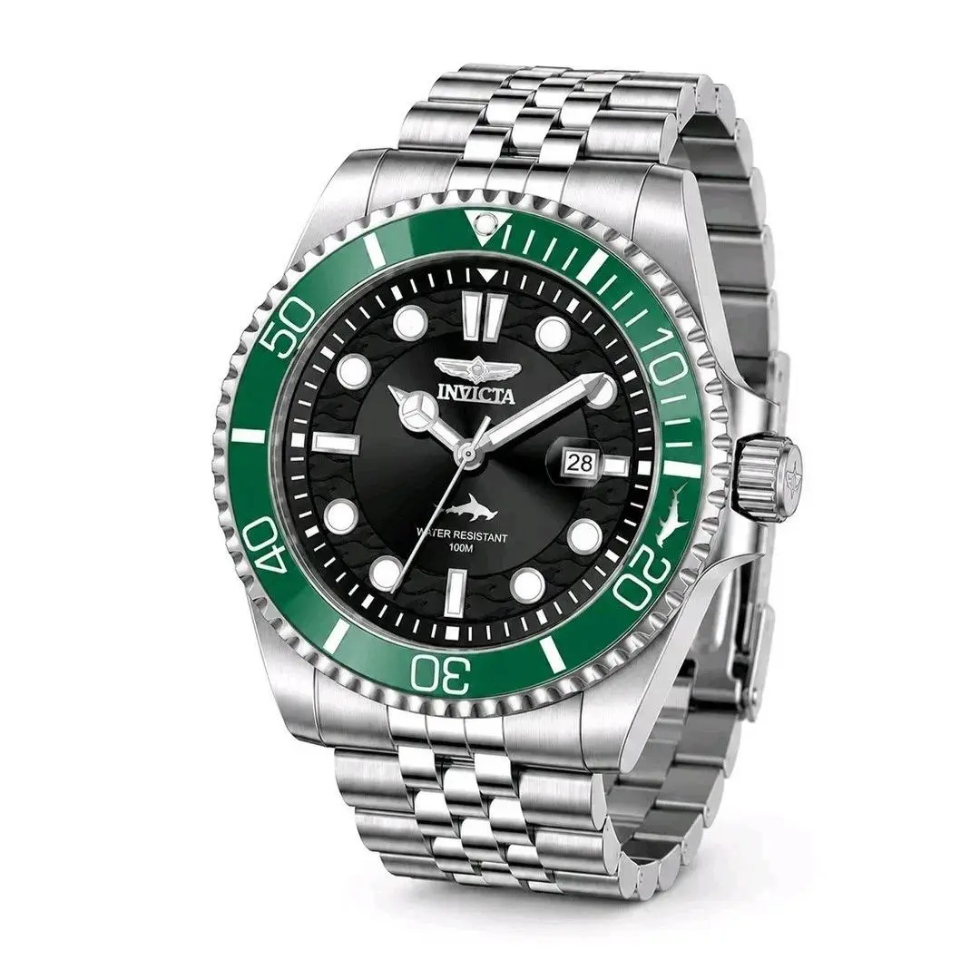 Pro Diver Green Bezel Men`s 43mm Steel Jubilee Style Band Watch 50806 by Invicta