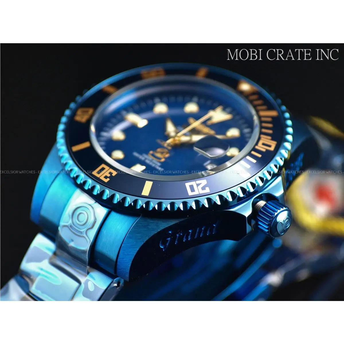 Men`s 47mm Grand Diver Automatic NH35A Blue IP SS Watch - 33387 by Invicta