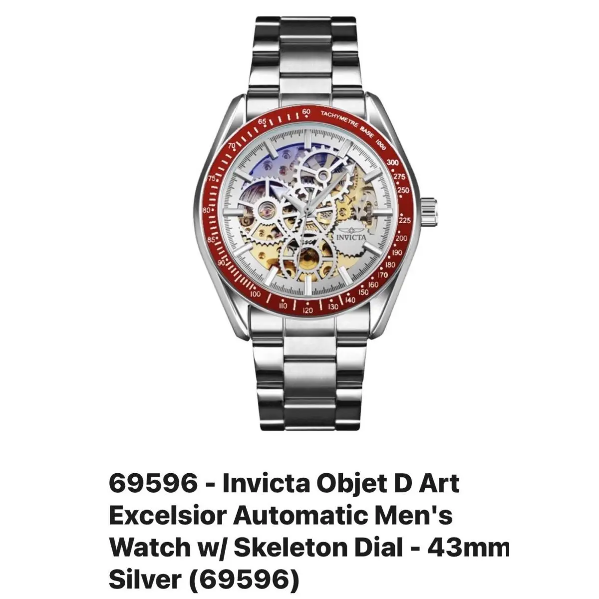 Invicta 69596 Objet D Art Excelsior Automatic Mens Watch 43mm Red Stainless