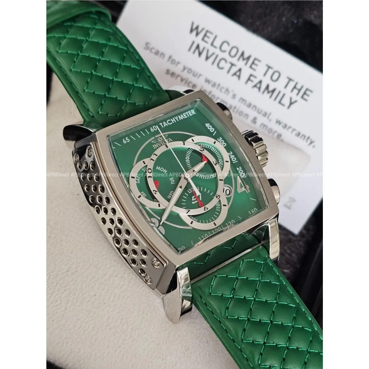 – S1 Rally – Swiss Z60 Chronograph Green Leather Mens Watch Racing Dive by Invicta