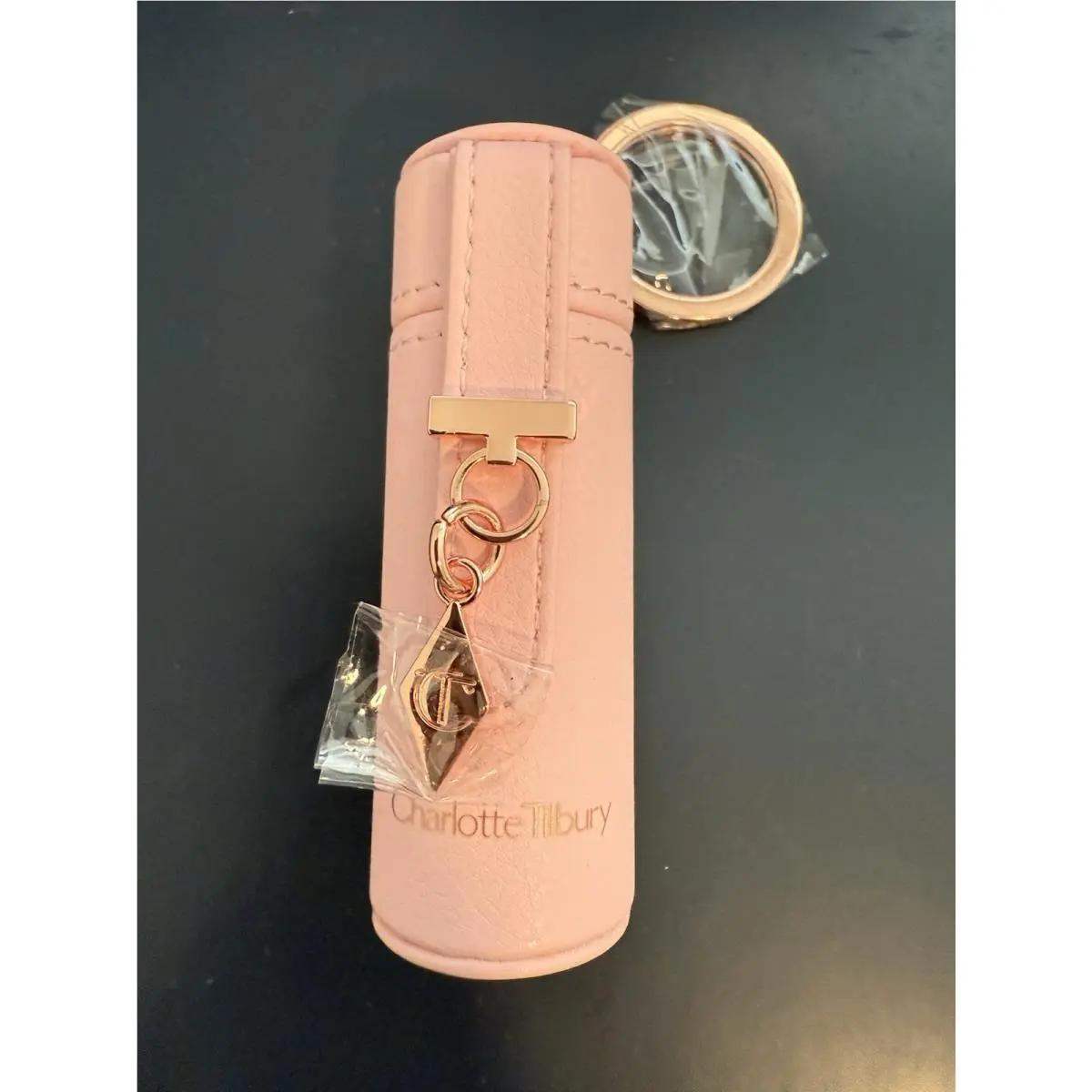 Charlotte Tilbury Pink Leather Lipstick Case/keychain/charm