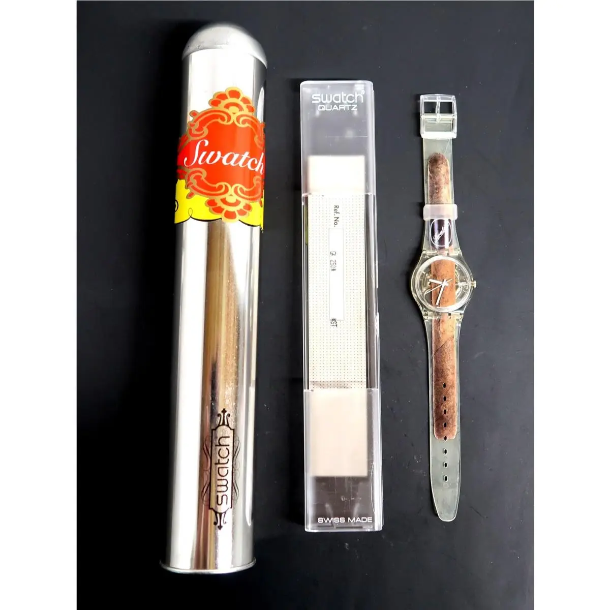 Swatch Watch Cigar GK250 Old Stock 1997 Limited Edition with Metal Tube Set