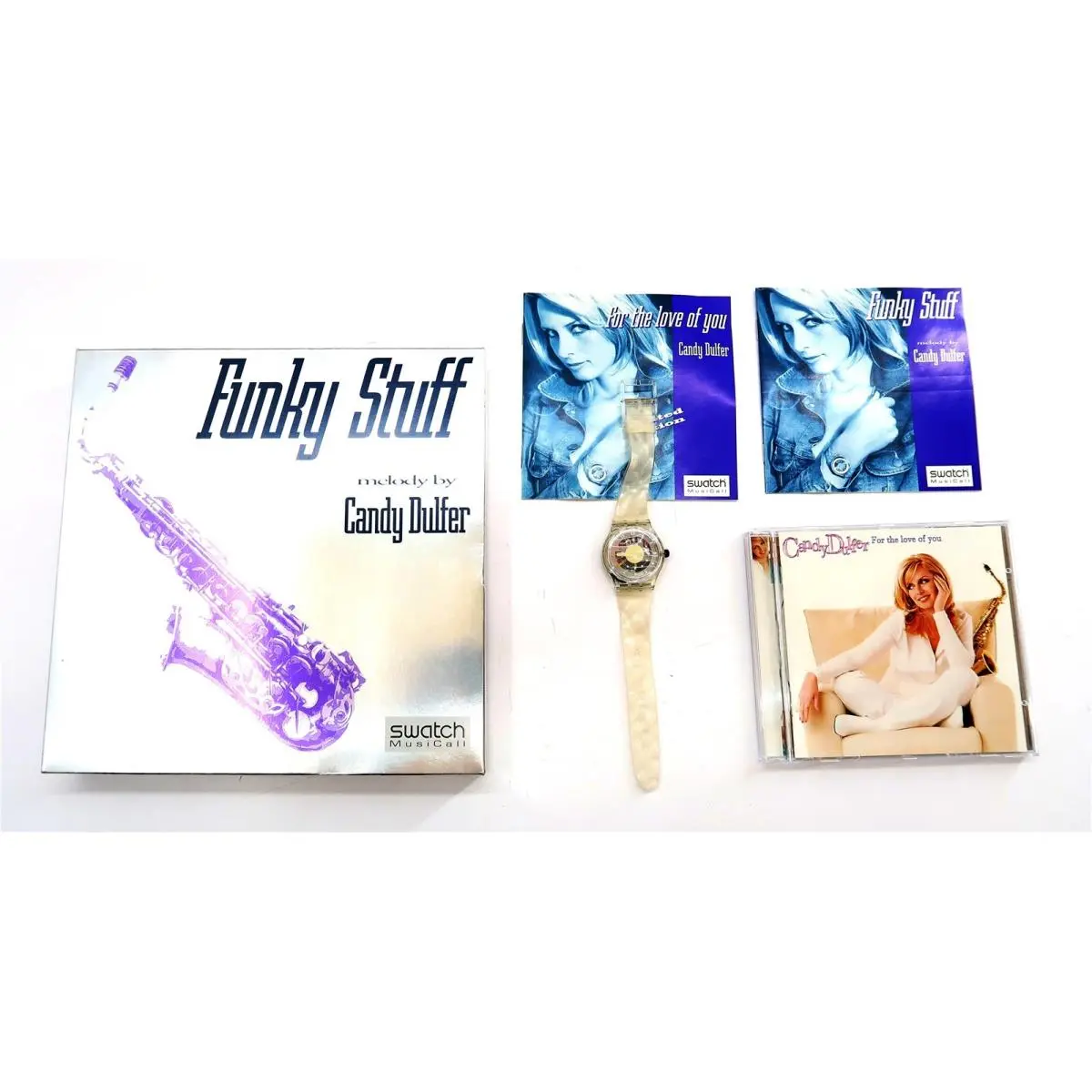 Swatch Musical Watch Funky Stuff SLS02 1998 Candy Duffer CD Box Papers