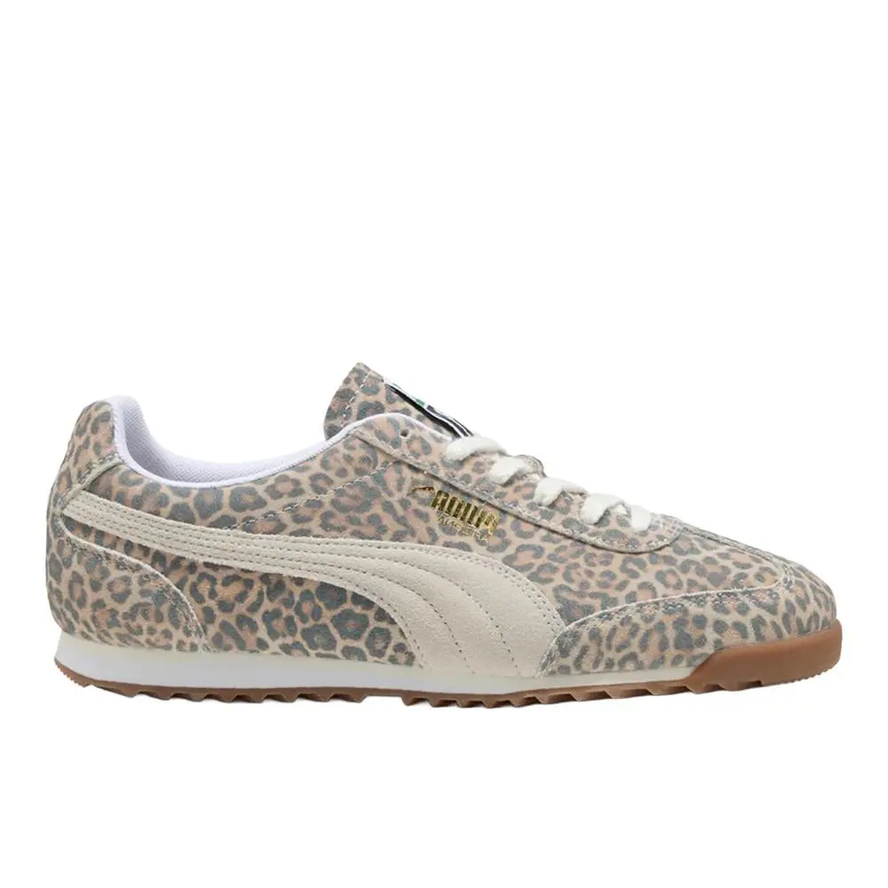 Puma Arizona Leopard Print Lace Up Womens Brown Grey Sneakers Casual Shoes 403