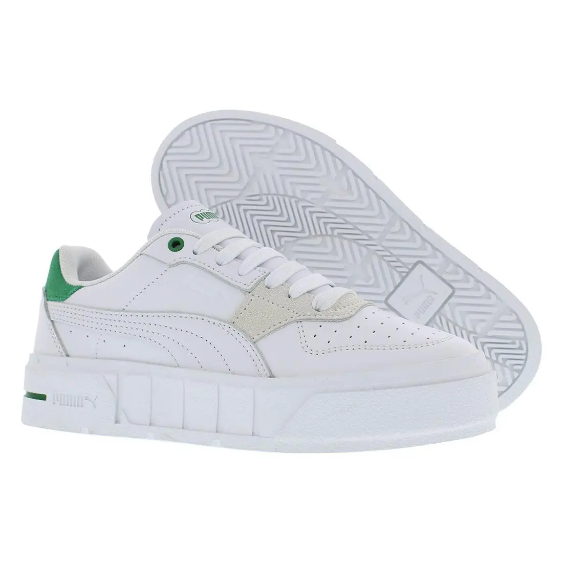 Puma Cali Court Match Womens Shoes - White/Grey/Green, Main: White