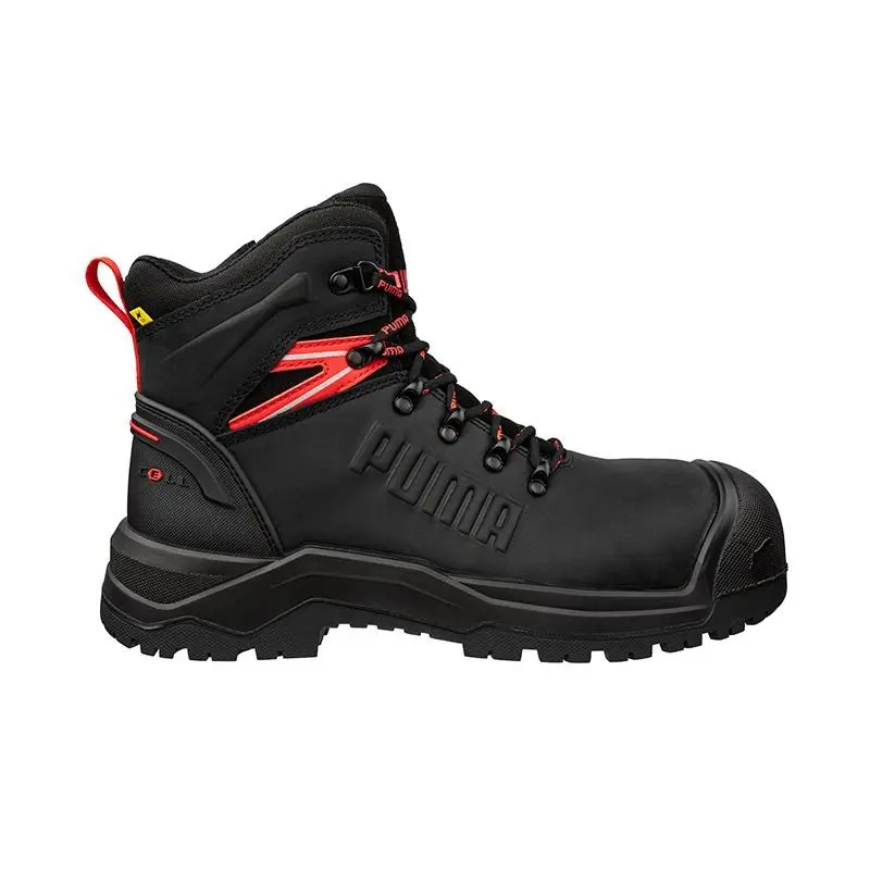 Puma Safety Men`s 6 Iron HD Mid Composite Toe Waterproof Work Boot Black - 6327
