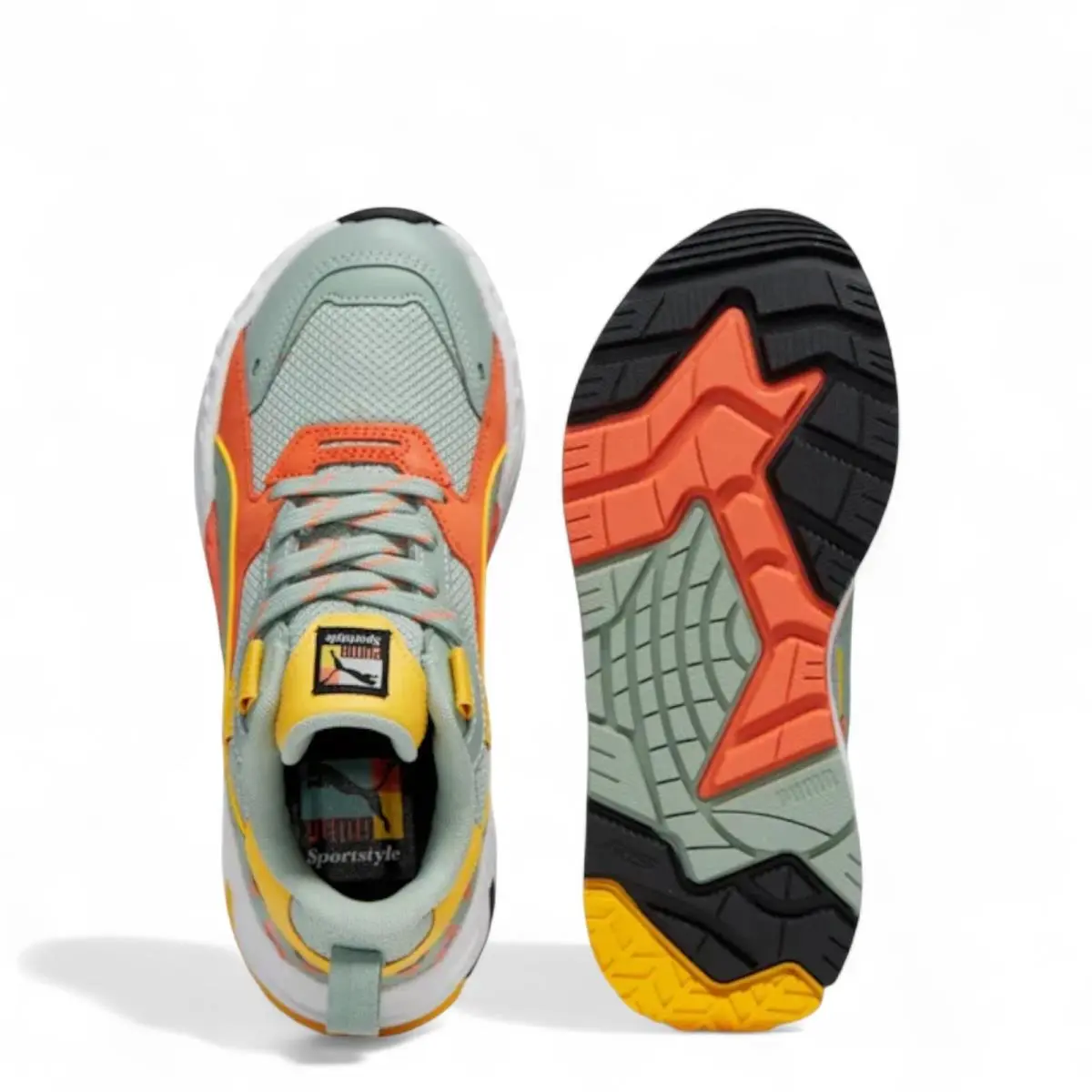 Puma shoes - PUMA RS-TRCK - 395165 01 - Green Fog/Hot Heat/Yellow Sizzle 10