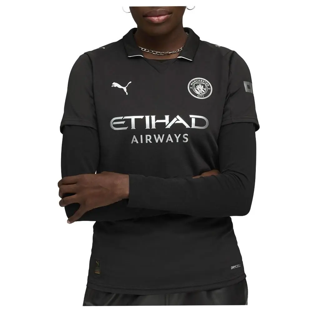 Puma clothing - PUMA Manchester City Logo Collared Short Sleeve Soccer Jersey - 78035202 - Black 5