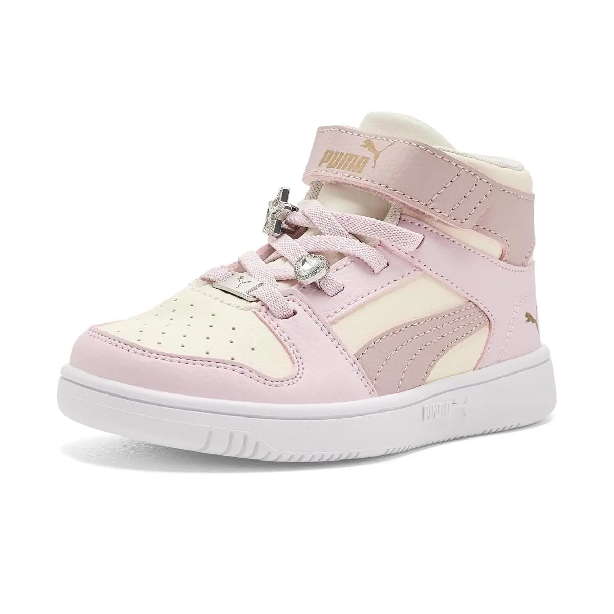 Kids Rebound Layup Mid Hook-and-loop Shoes Little Kid/big Kid Powder Pink/Misty Pink/Warm White by Puma