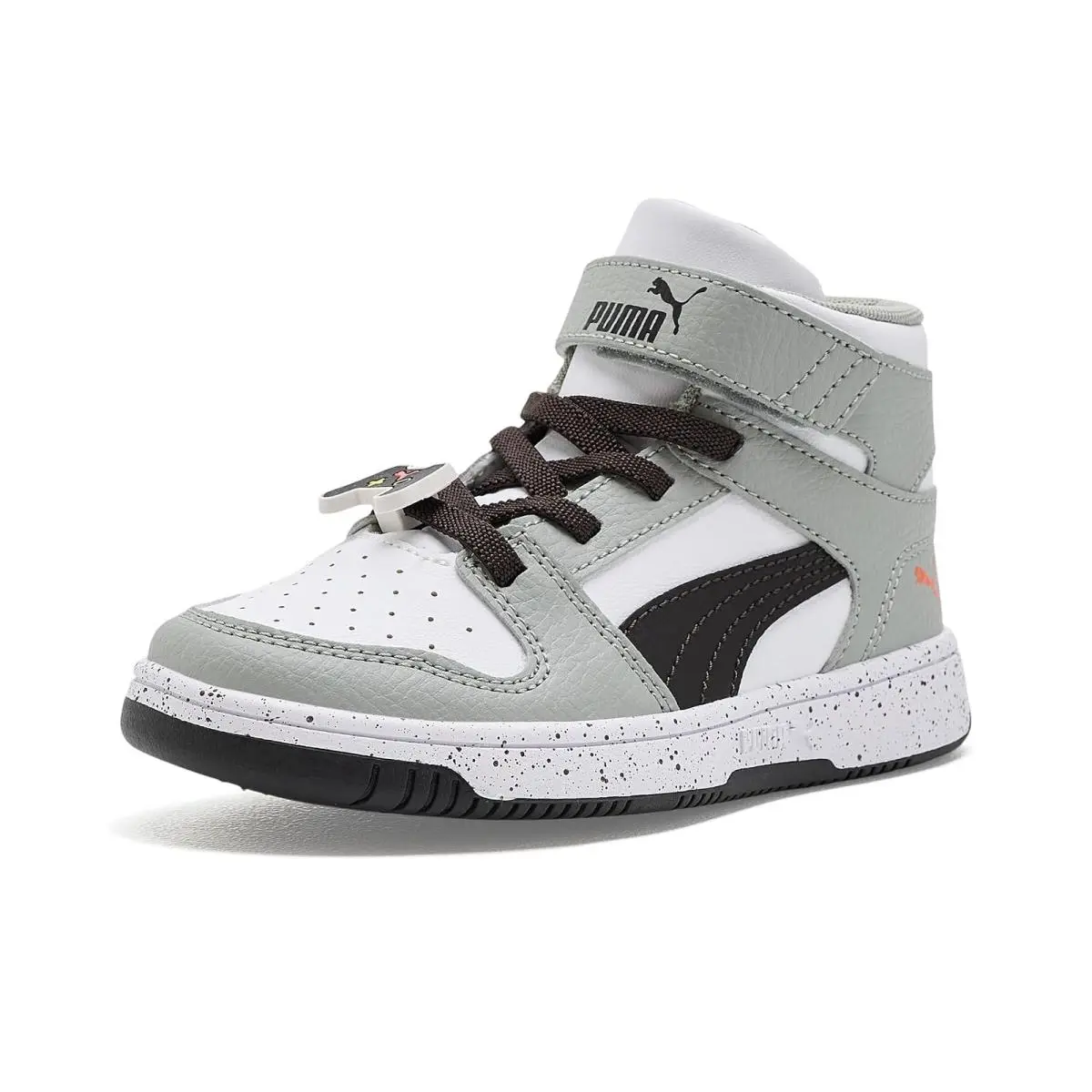 Kids Rebound Layup Mid Hook-and-loop Shoes Little Kid/big Kid Smokey Gray/Dark Umber/PUMA White by Puma