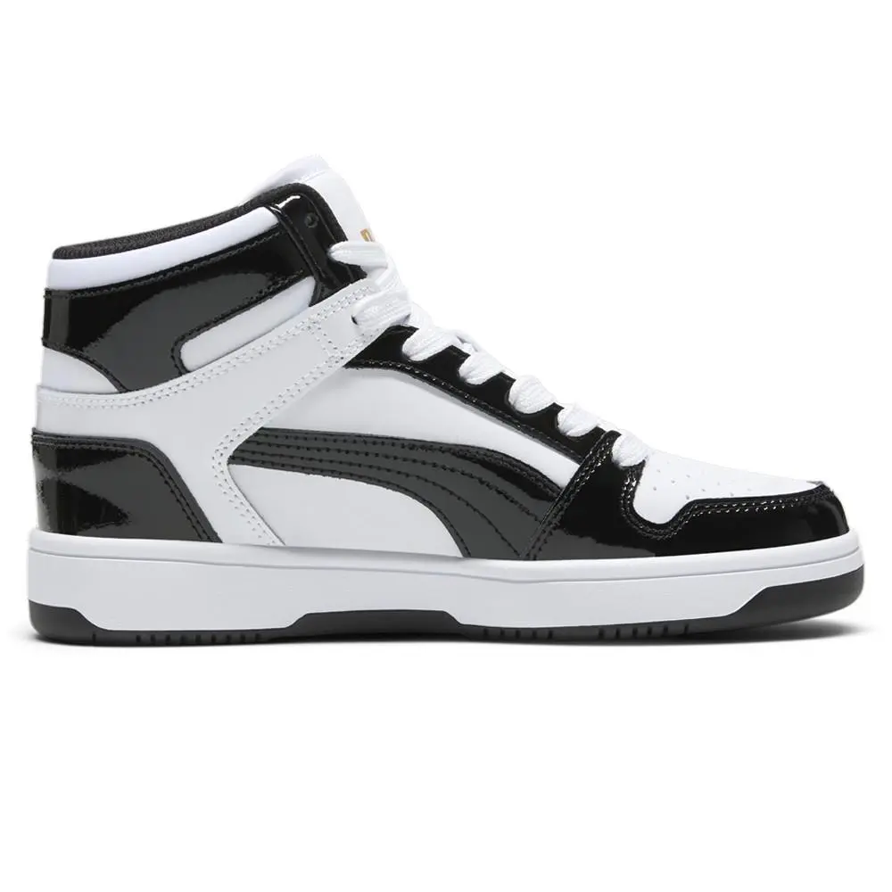 Puma Rebound Layup Shine High Top Womens Black White Sneakers Casual Shoes 399