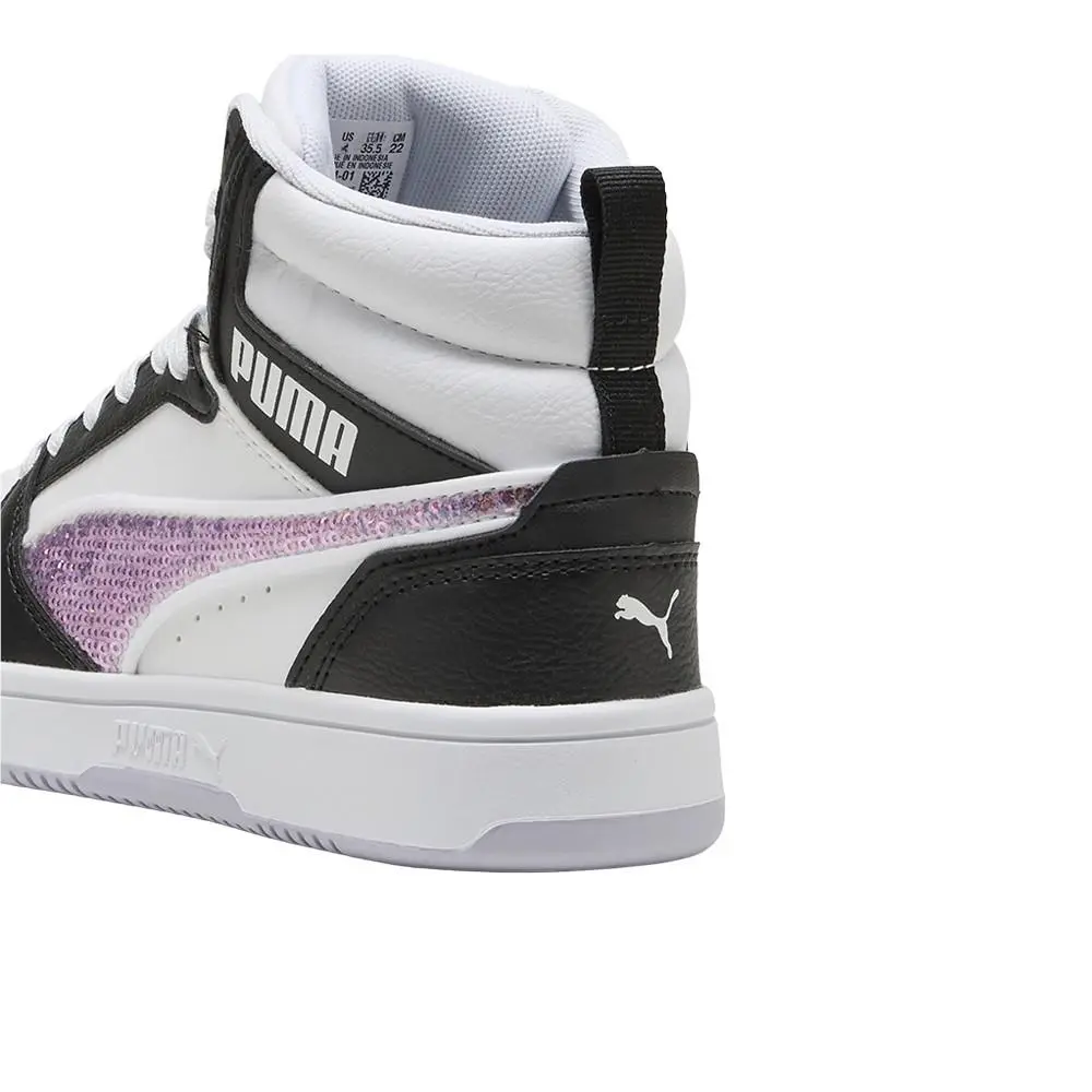 Puma shoes - PUMA Rebound V6 Mid Sequins Lace Up  Youth - 40578401 - Black, White 13