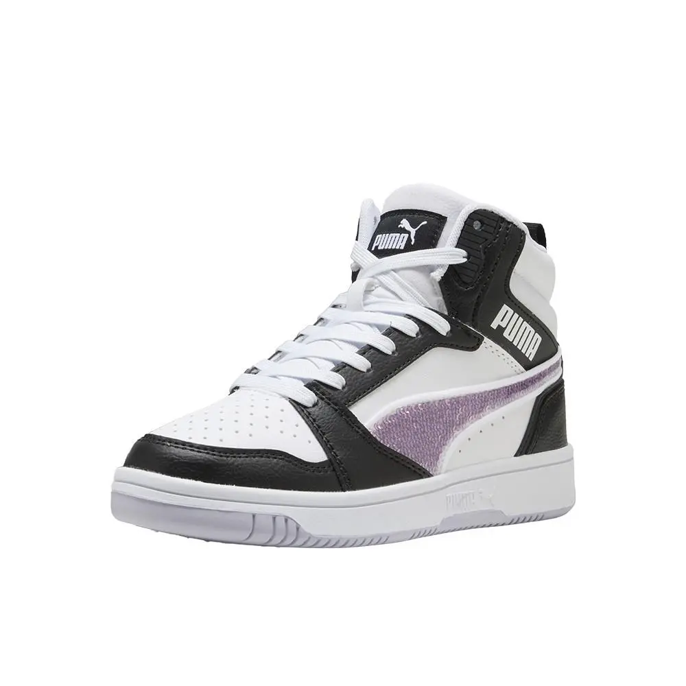 Puma shoes - PUMA Rebound V6 Mid Sequins Lace Up  Youth - 40578401 - Black, White 8