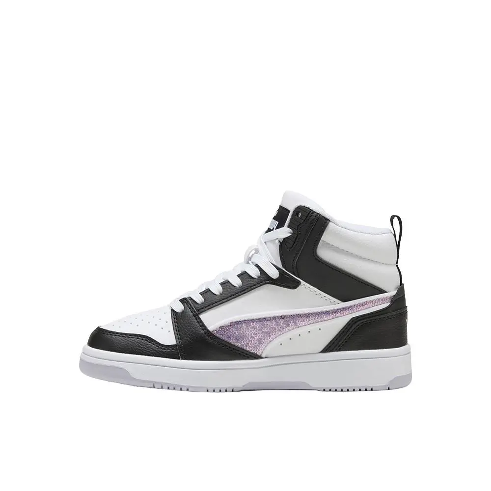 Puma shoes - PUMA Rebound V6 Mid Sequins Lace Up  Youth - 40578401 - Black, White 9