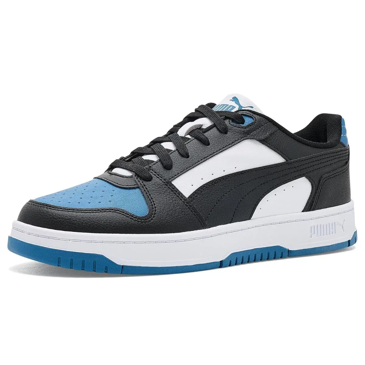 Man`s Sneakers Athletic Shoes  Rebound Slam Lo Shoes  Black/ White/Blue Horizon by Puma