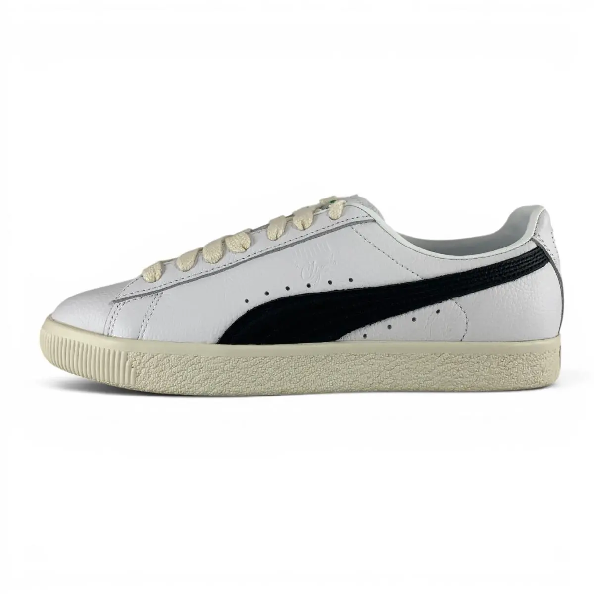 Puma Clyde Leather White Black Sneakers Men`s Shoes 398703-01
