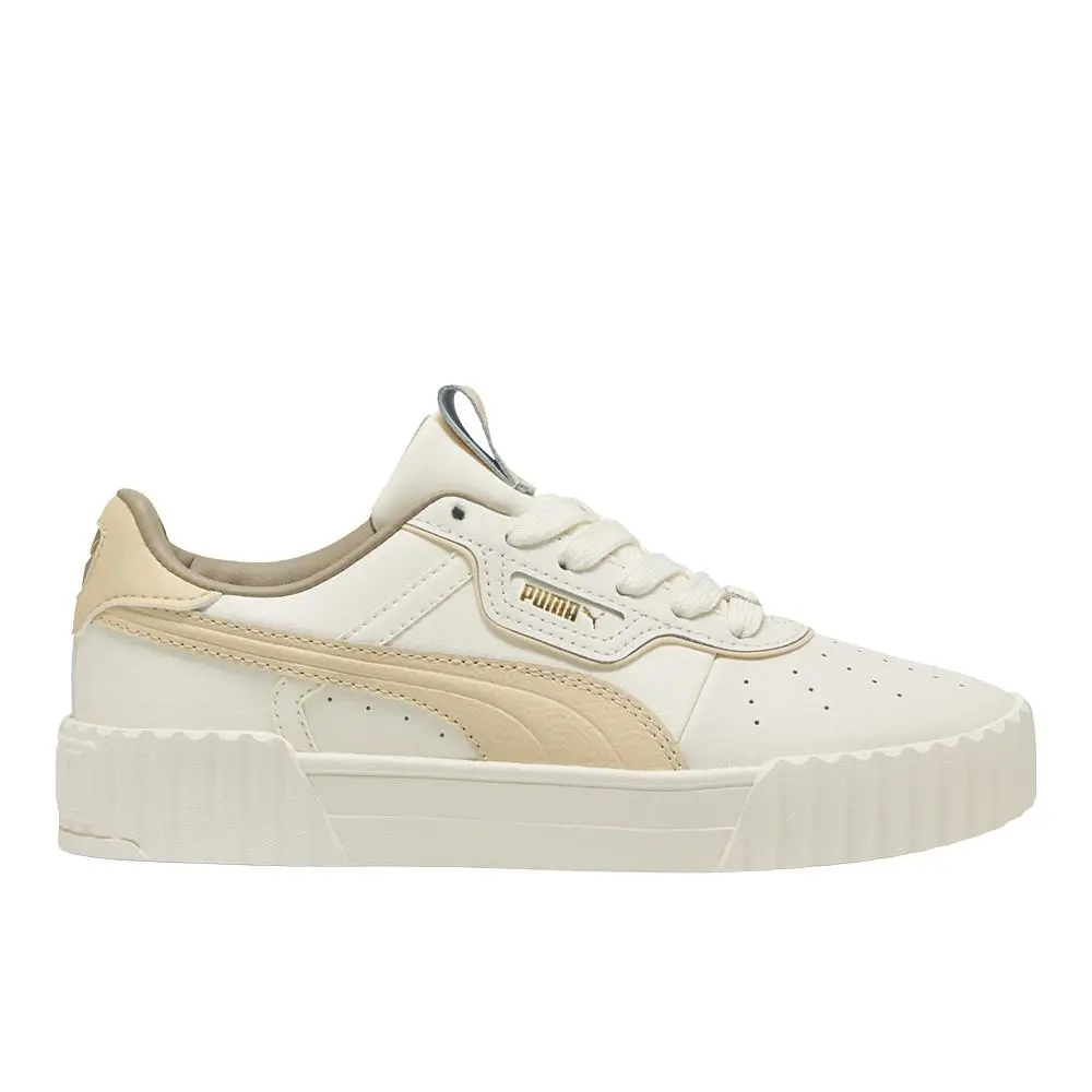 Puma Carina 3.0 Luxe Lace Up Womens Off White Sneakers Casual Shoes 40072410
