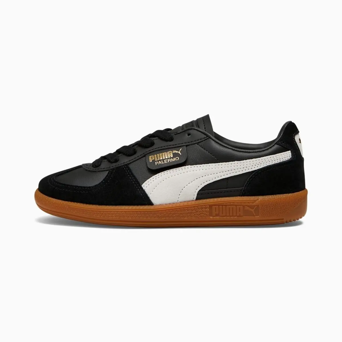 Puma Womens Palermo Leather Sneakers Black/feather Gray/gum - 39764703 Black/fe