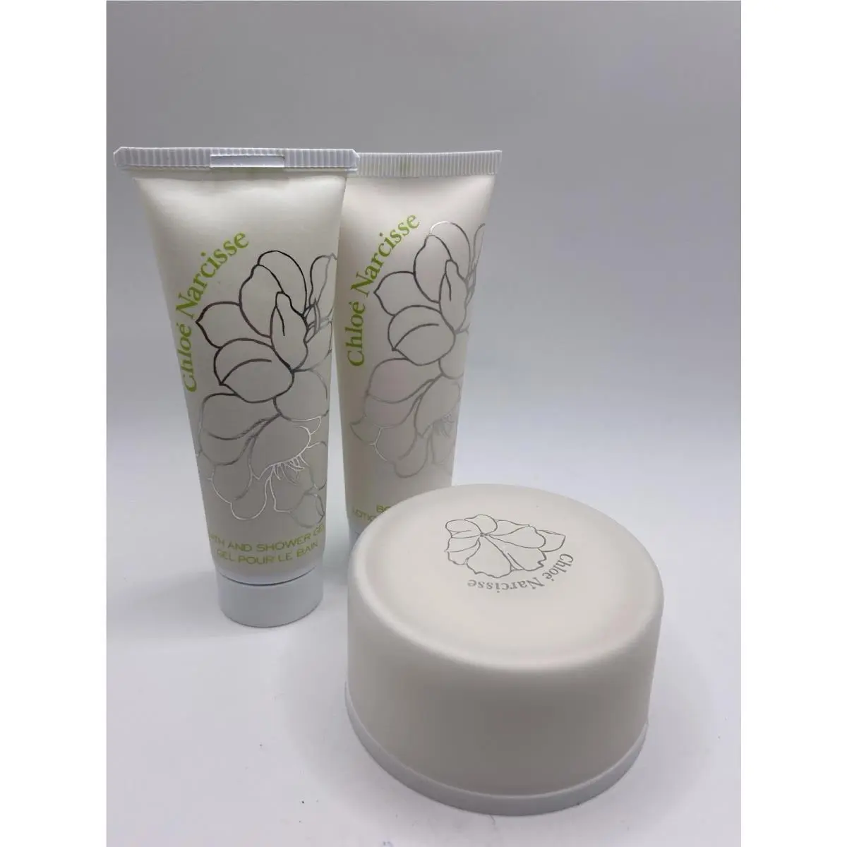 Vintage Chloe Narcisse Body Powder 1.25 Oz Shower Gel 1.7 Oz Lotion 1.7 Oz