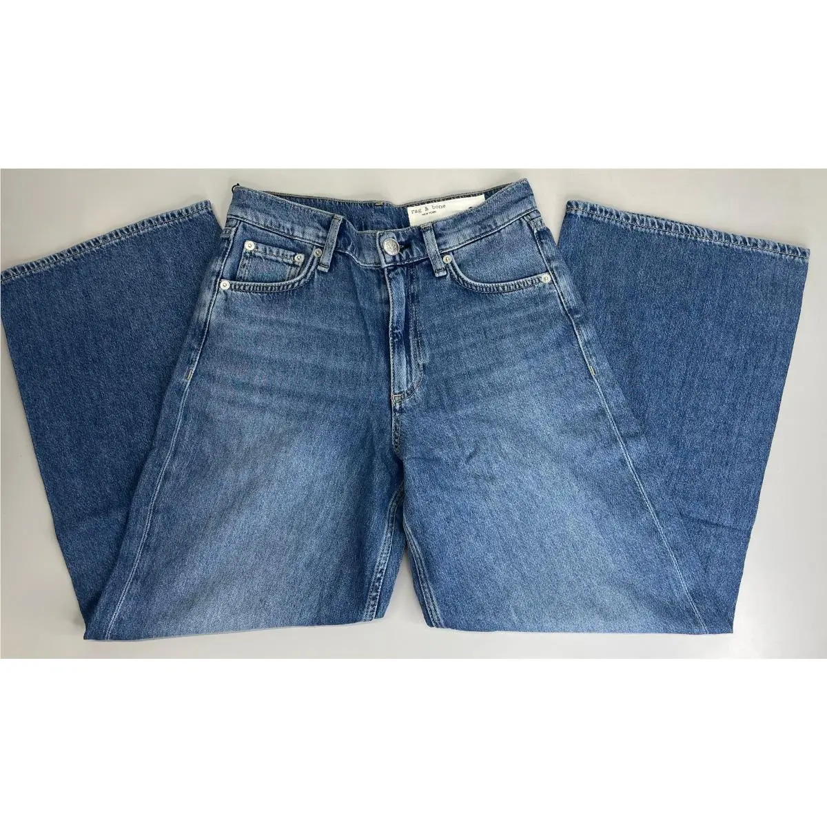 Rag Bone Womens Jeans Millerton Blue Size 33 Andi Ankle Wide Leg Featherweight