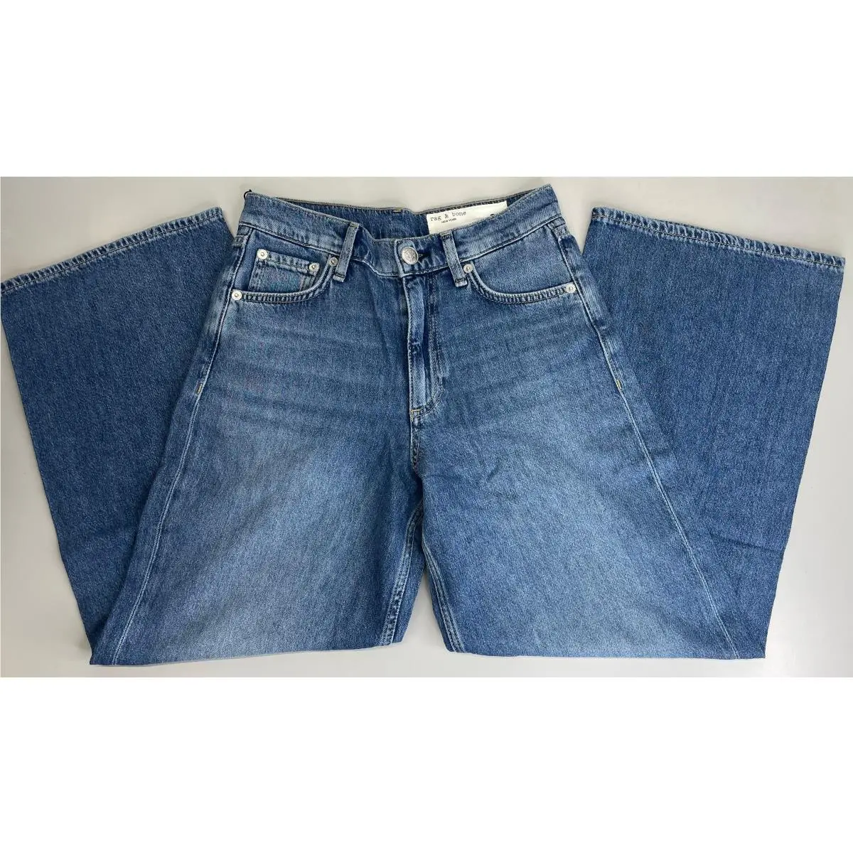 Rag Bone Womens Jeans Millerton Blue Size 28 Andi Ankle Wide Leg Featherweight
