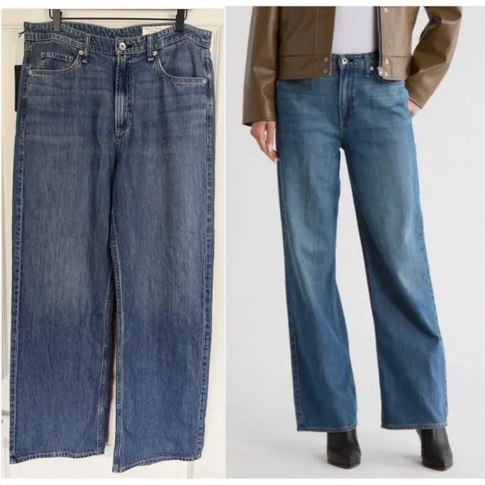 Rag Bone Lori Wide Leg Jeans 31x31 Covington Mid Rise Denim