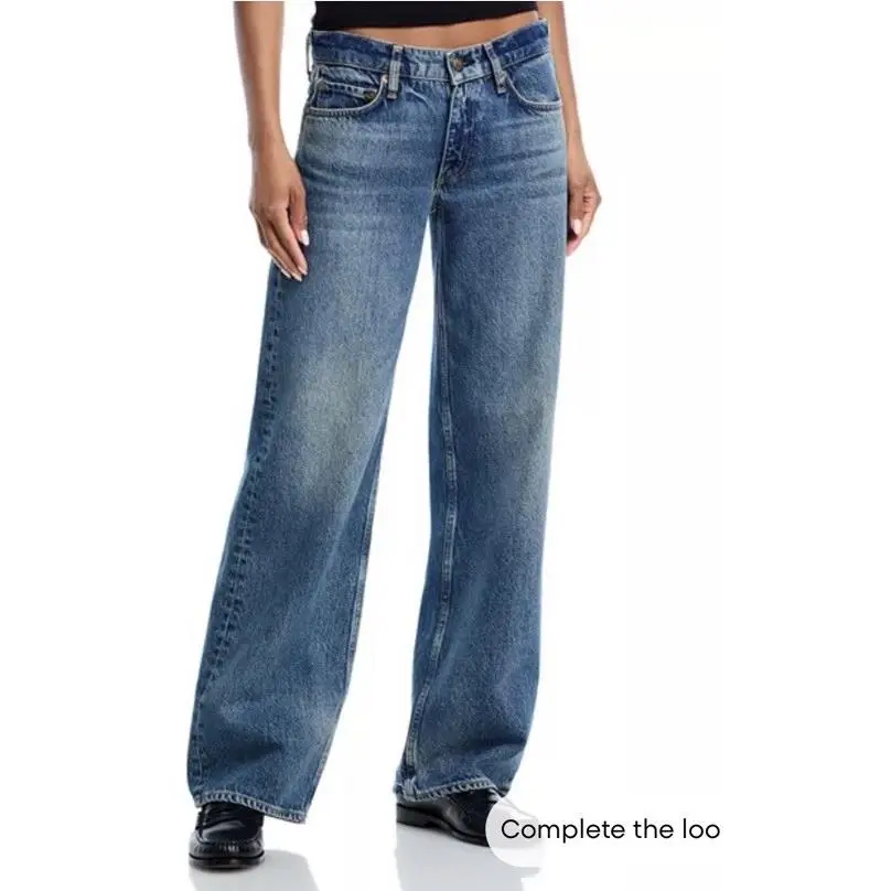 Rag and Bone Jean Saige Relaxed FL Straight Echo Drk Blue Denim Size 23