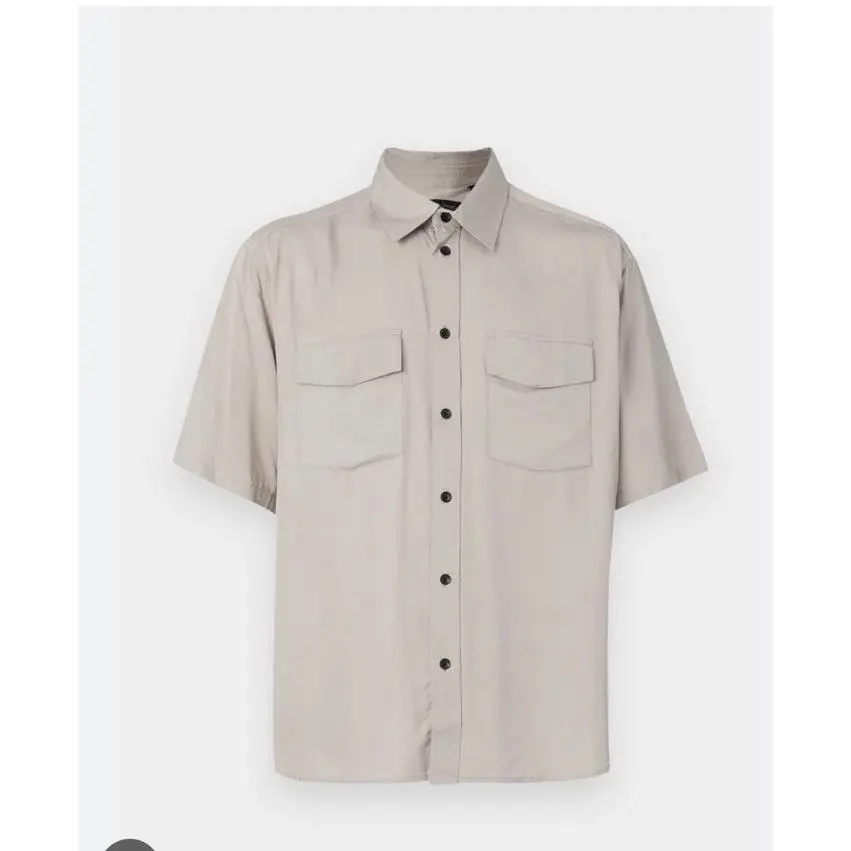 Rag + Bone Matthew 2 Short Sleeve Pocket Modal Shirt Elephant Grey Sz S