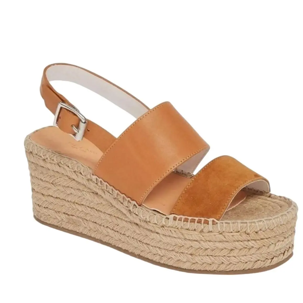 Rag Bone Edie Wedge Espadrille Sandals Tobacco Leather Suede 39.5 US 9.5