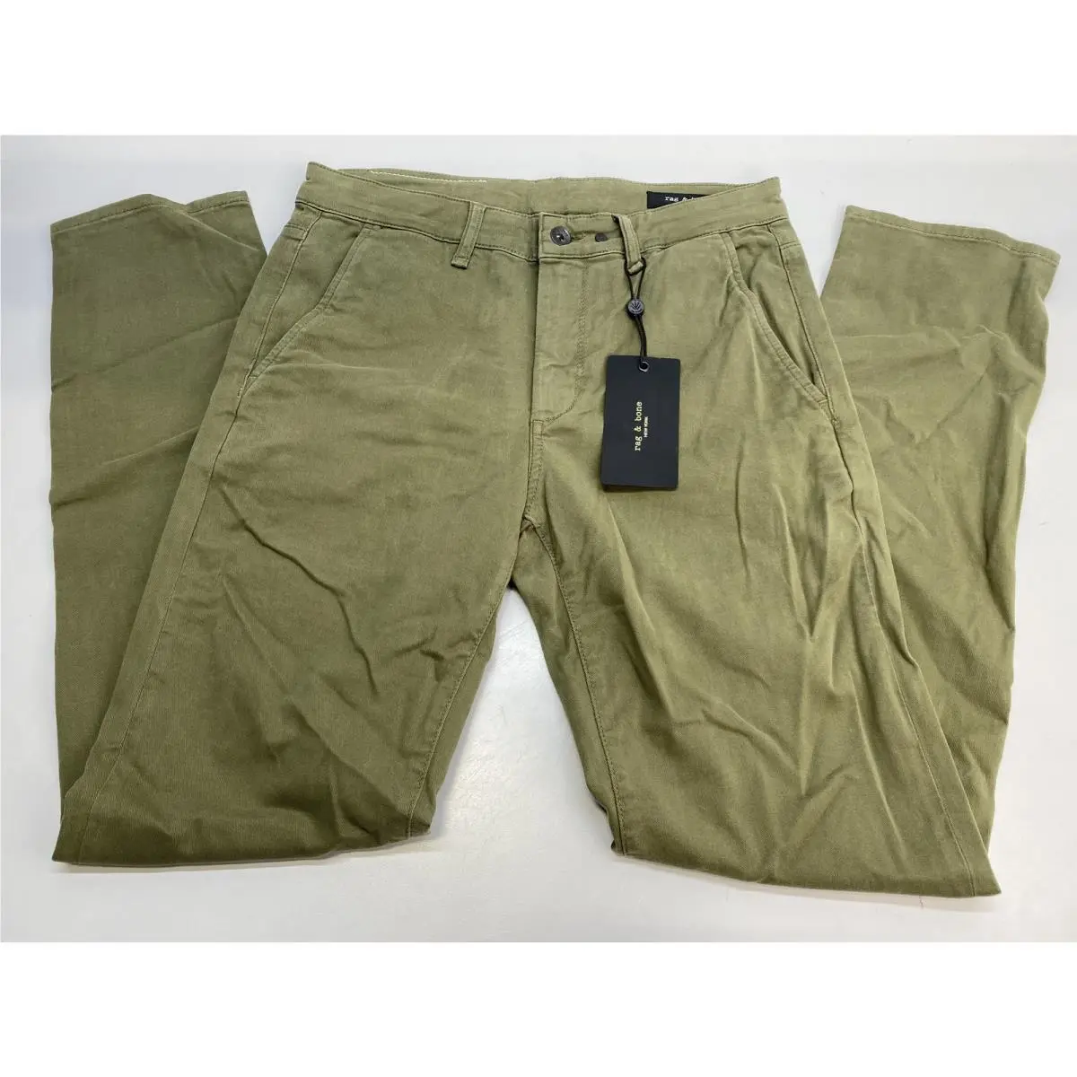 Rag Bone Mens Pant Dark Green Size 30 Fit 2 Stretch Slim Cotton Twill Chino