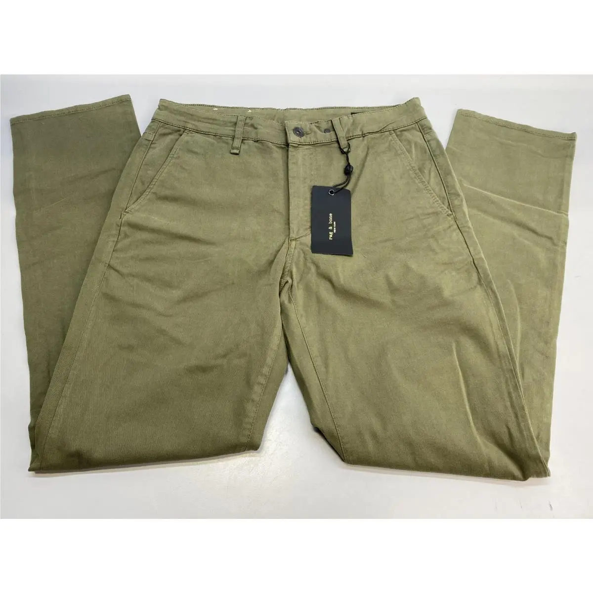 Rag Bone Mens Pant Dark Green Size 31 Fit 2 Stretch Slim Cotton Twill Chino