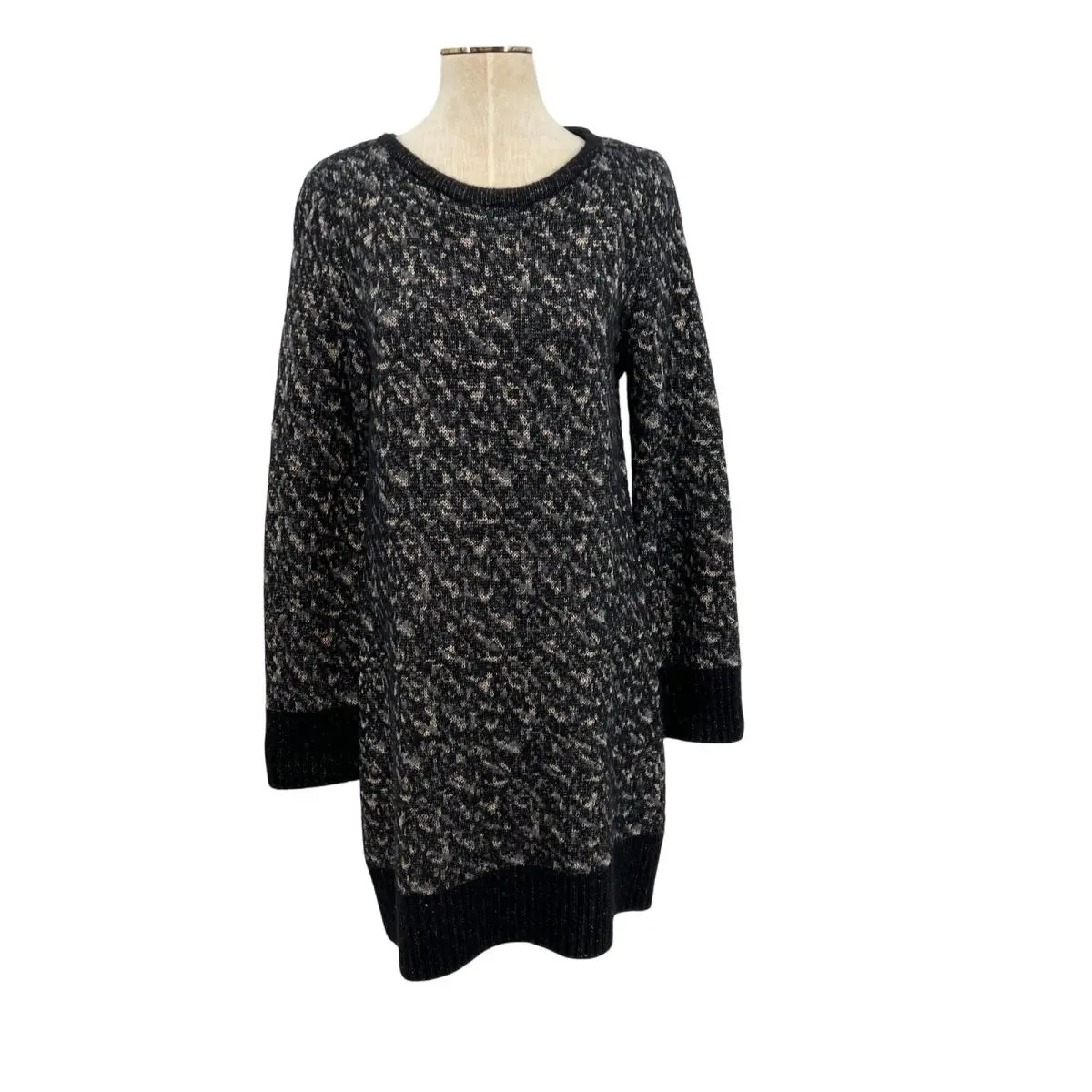 Rag Bone Scarlett Sweater Dress Black Marled Merino Wool Blend Size Medium