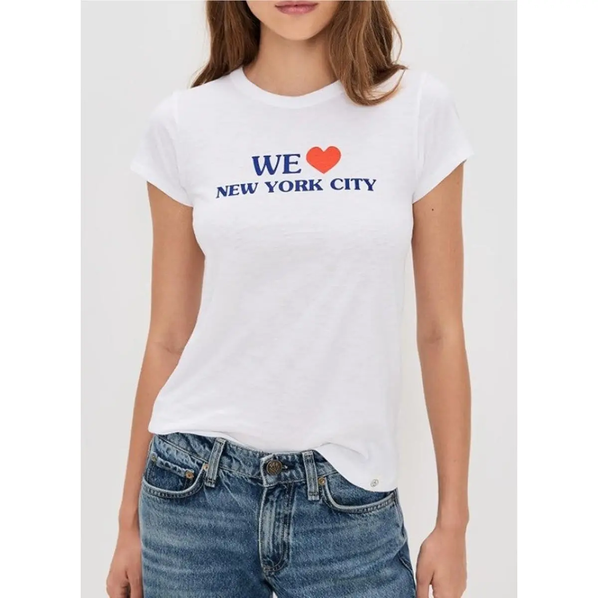 Rag Bone We Heart Nyc Tee White Cotton Graphic T-shirt Short Sleeve Small