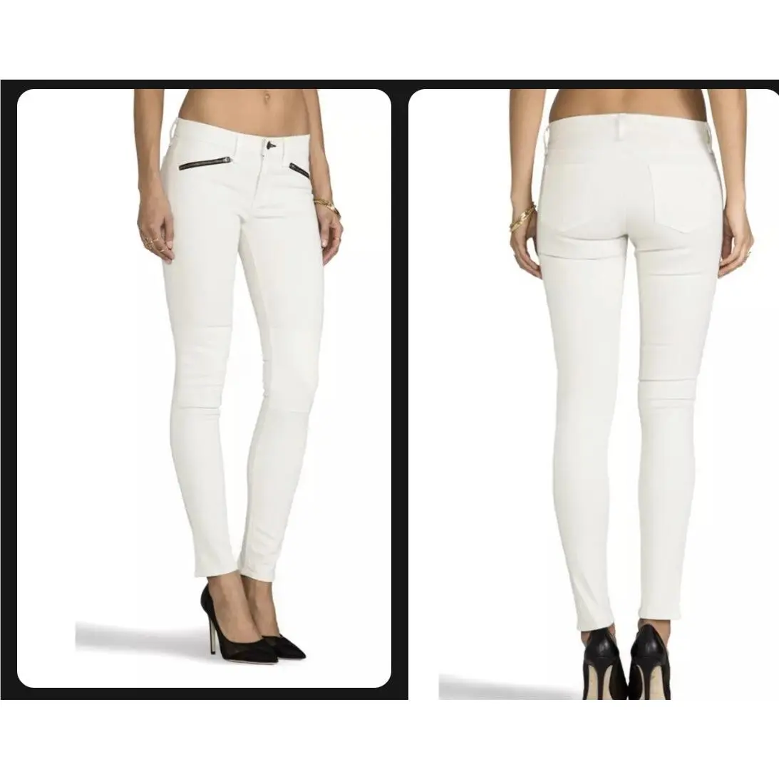 Rag Bone Ridley Winter White Moto Leggings Skinny Jean Sz 30