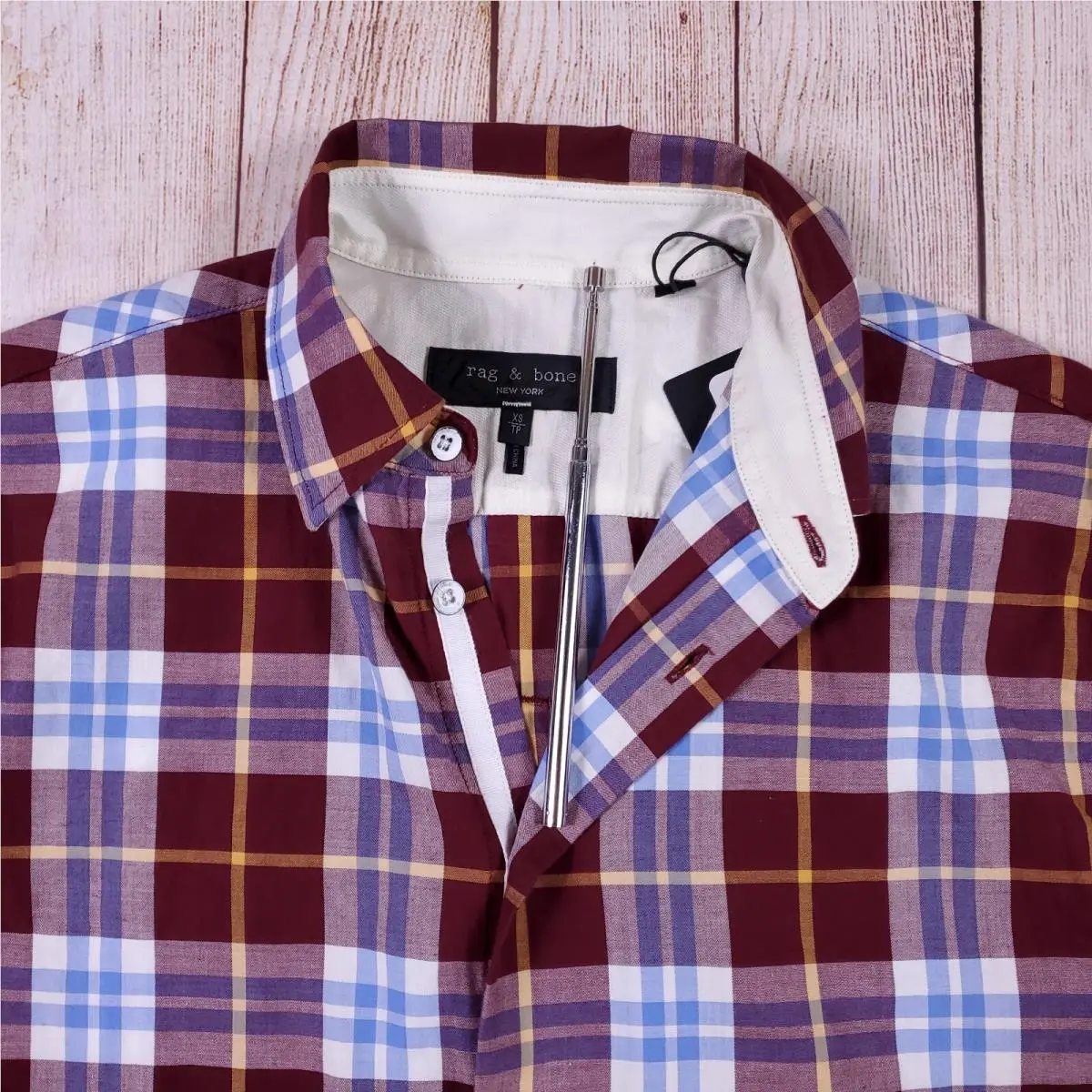 Rag Bone Beach Plaid Lightweight Shirt Long Sleeve Mens Size XS