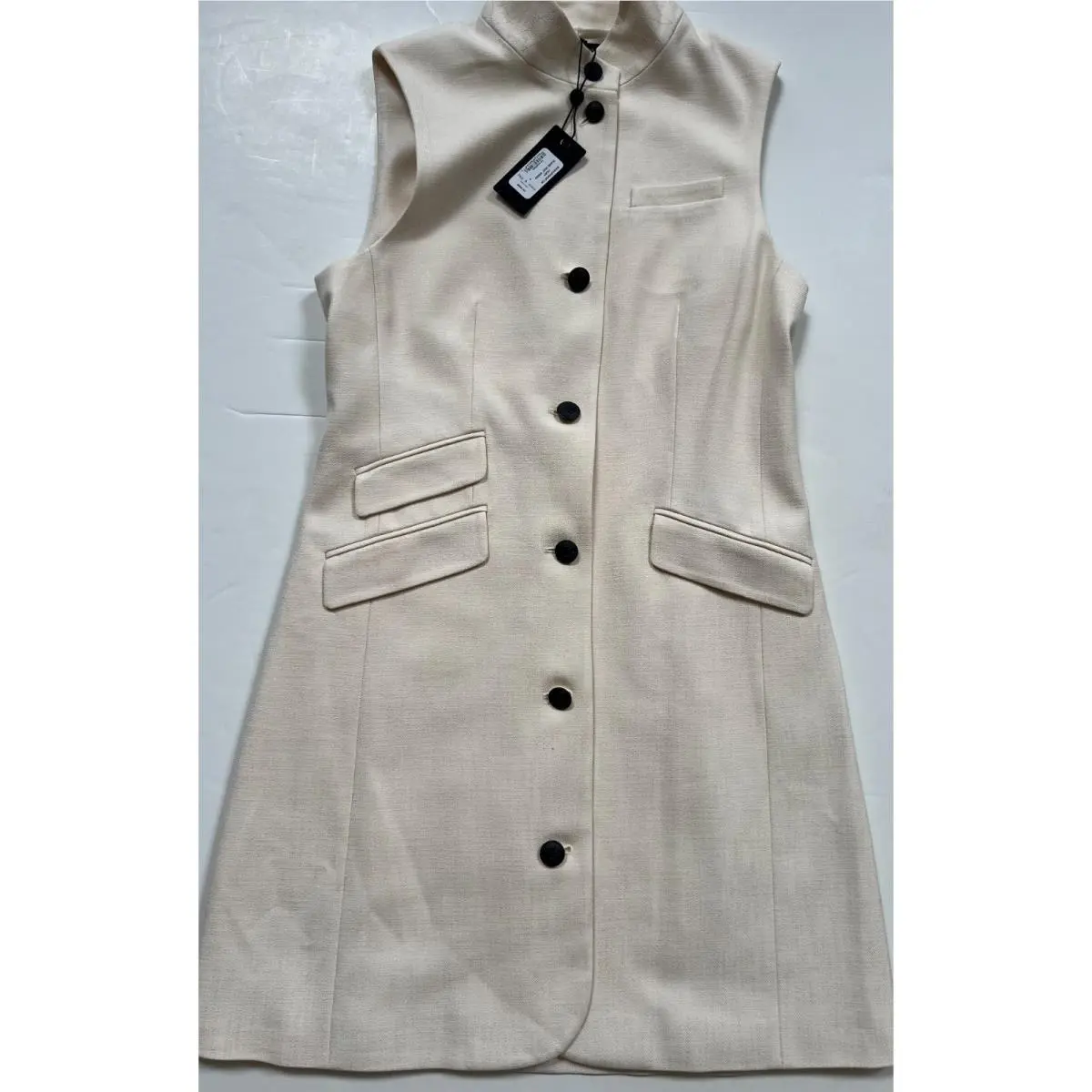 Rag Bone Slade Button Front Vest Dress Ivory Women`s Size 8