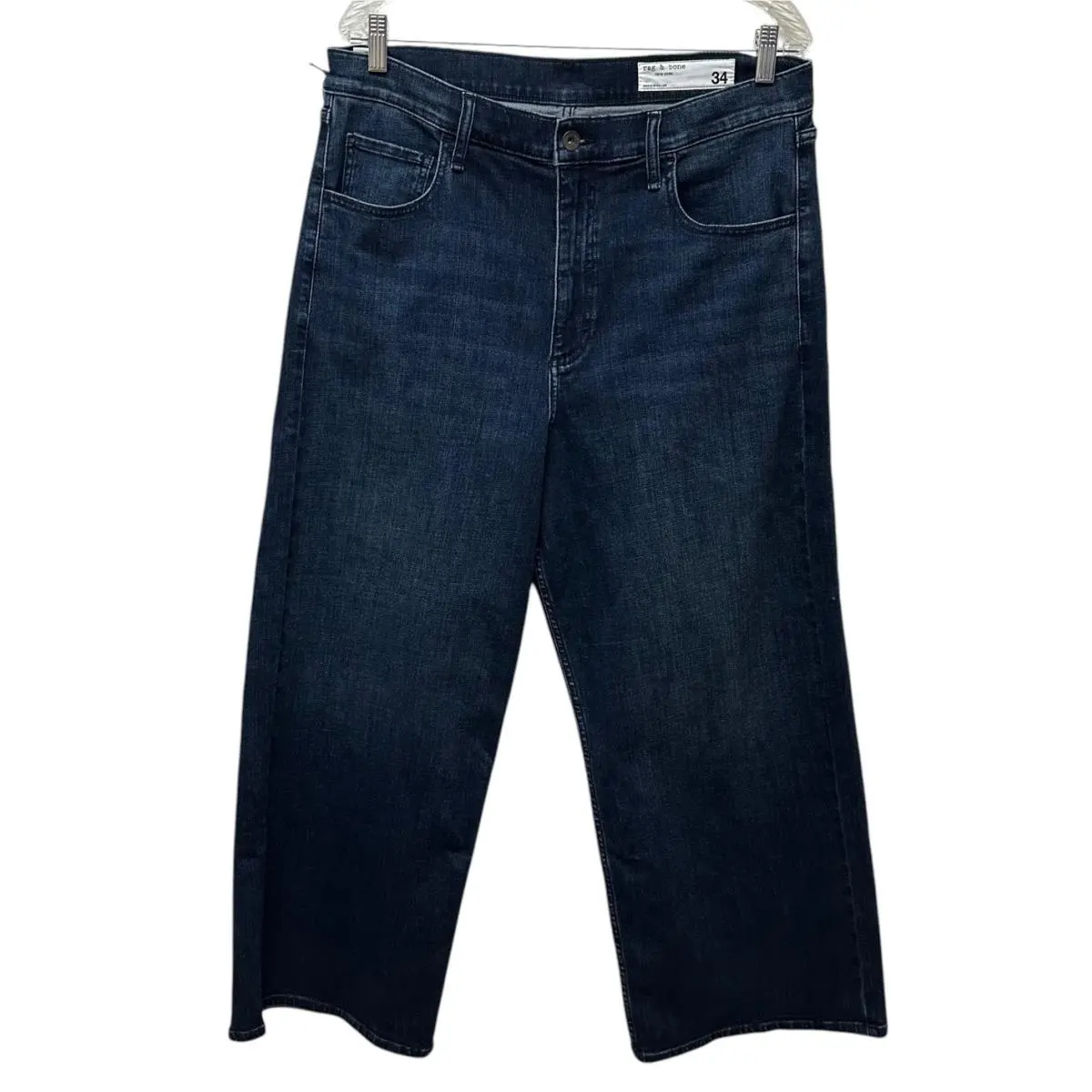Rag Bone Annie Dark Wash Wide Leg Crop Denim Jeans Size 34