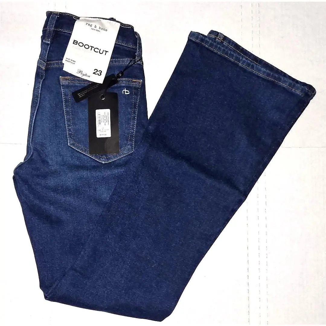 Rag Bone Peyton Mid-rise Bootcut Jeans Dark Indigo Blue 23