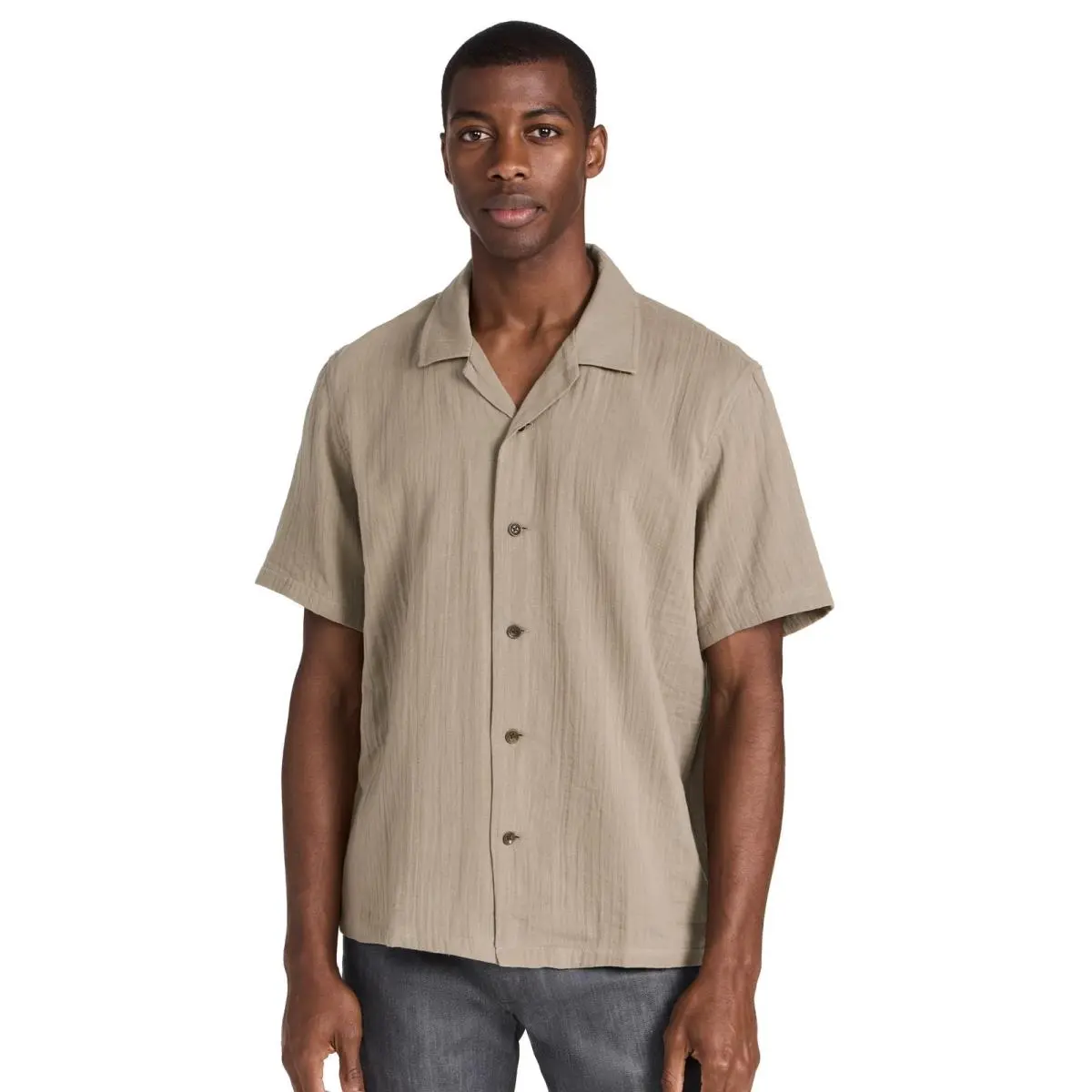 Rag Bone Men`s Avery Gauze Shirt Vetiver Green S