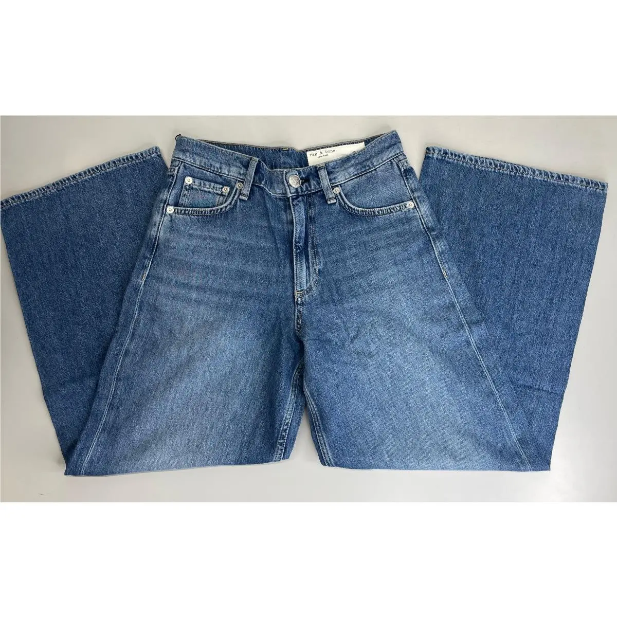 Rag Bone Womens Jeans Millerton Blue Size 25 Andi Ankle Wide Leg Featherweight