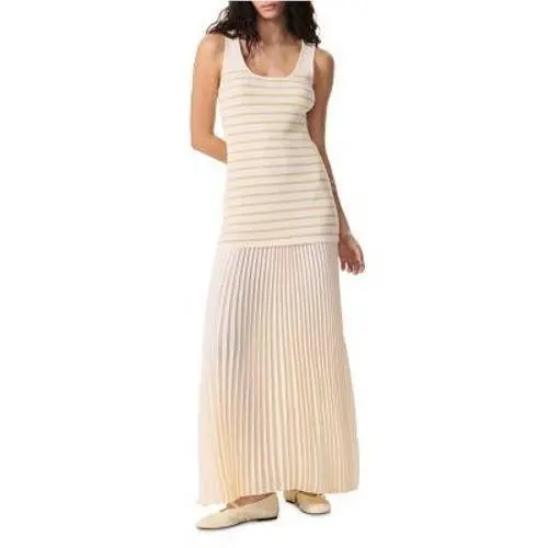 Rag Bone Millie Stripe Tank Dress Women M Pleated Maxi Classic Old Money
