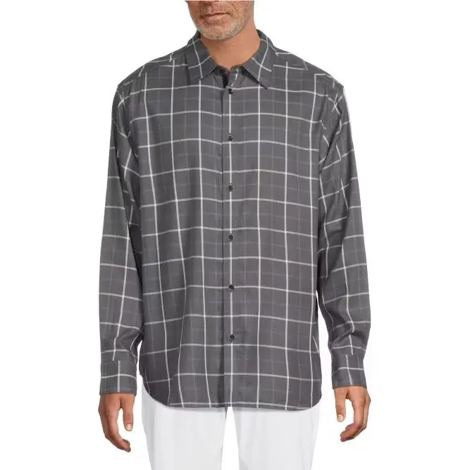 Rag Bone Shirt Mens XL Grey Plaid Flannel Oversize Lightweight Matthew