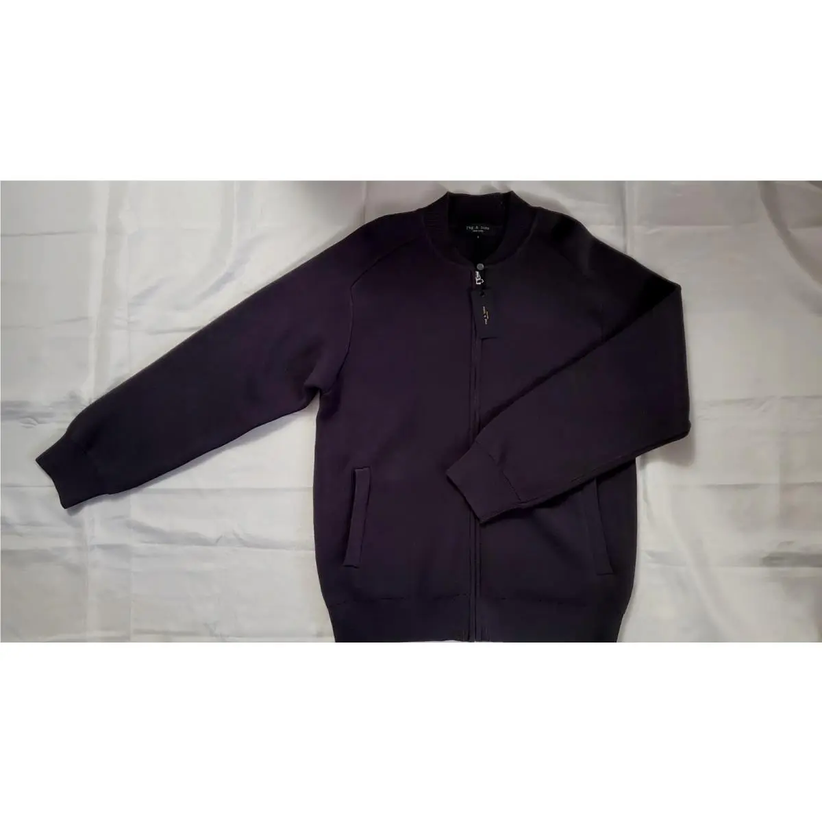 Rag Bone York Men`s Shawn Zip UP Dark Grey Sweater Jacket Size L