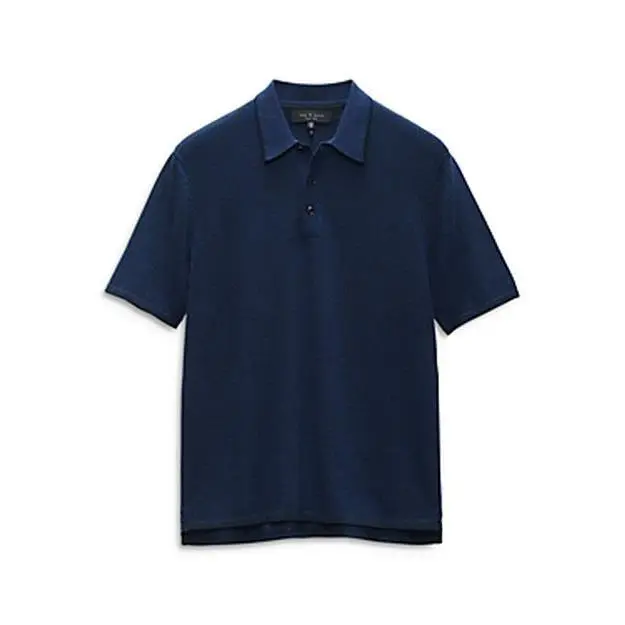 Rag Bone Men`s Harvey Knit Polo Blue XL