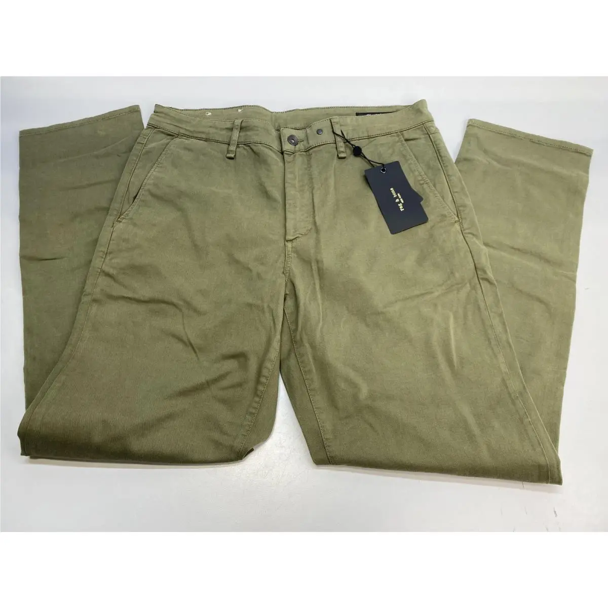 Rag Bone Mens Pant Dark Green Size 34 Fit 2 Stretch Slim Cotton Twill Chino