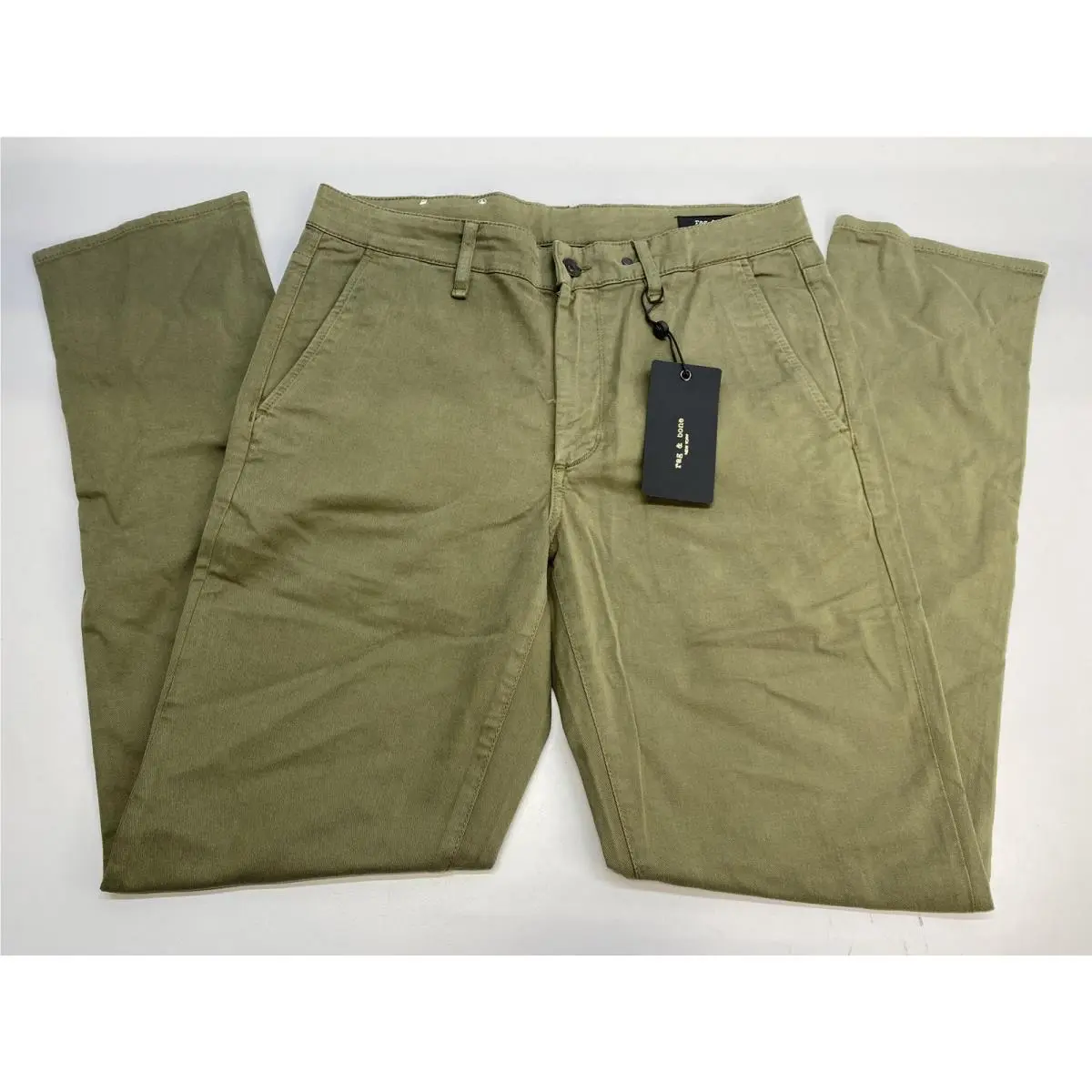 Rag Bone Mens Pant Dark Green Size 32 Fit 2 Stretch Slim Cotton Twill Chino