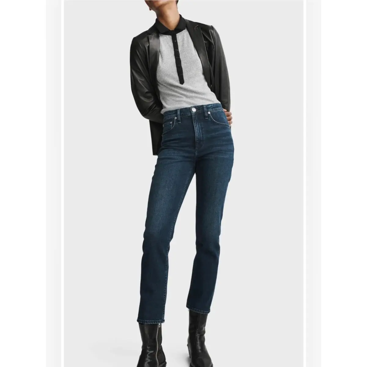 Rag Bone Wren High Waist Ankle Slim Straight Jeans In Ella Wash Size 26
