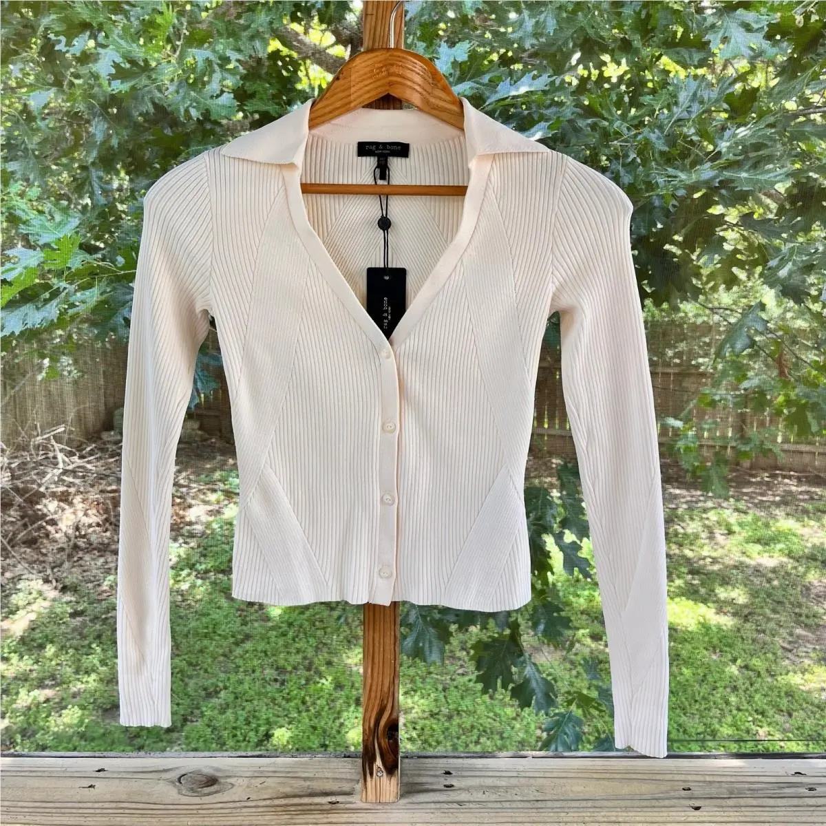 Rag Bone Women`s Asher Cropped Cardi Ivory Size Xxs