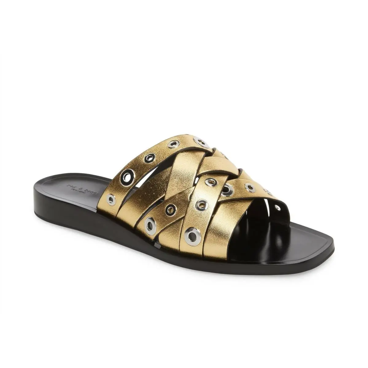 Rag Bone 261965 Womens Hartley Gold Slide Sandals Size 8 Medium by Rag & Bone