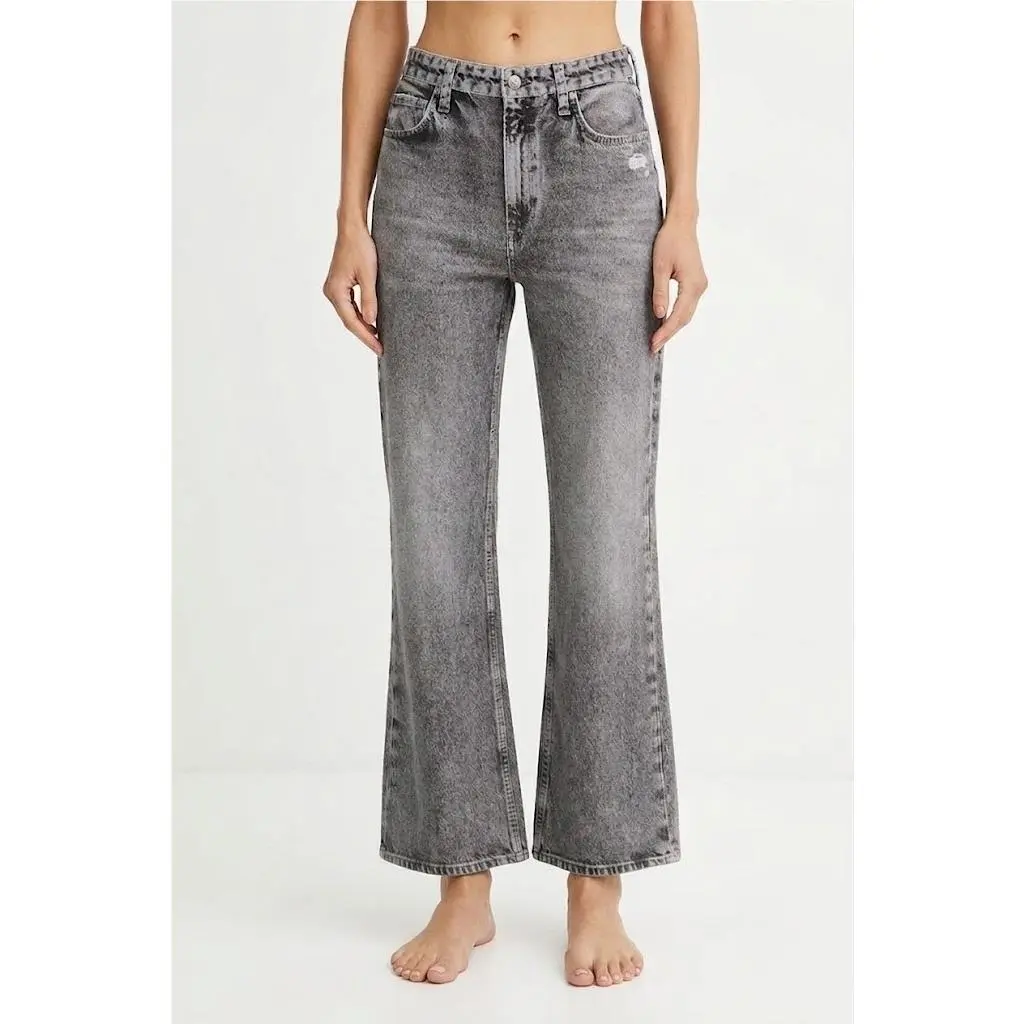 Rag Bone Miramar Shea Ankle in Raven Straight Printed Jean Pants 25